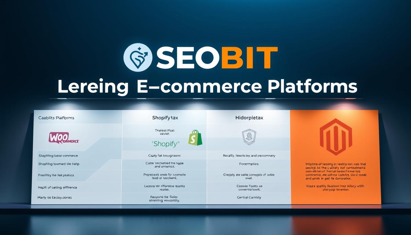 A modern, clean comparison of leading e-commerce platforms, showcasing their features and capabilities. SEOBIT branding prominently displayed, with sleek icons and infographic elements highlighting the key differences between platforms like WooCommerce, Shopify, and Magento. The scene has a professional, corporate aesthetic with a cool color palette, emphasizing the technical and analytical nature of the comparison. Subtle ambient lighting casts a soft glow, while a minimalist layout allows the information to take center stage. The overall impression is one of a comprehensive, data-driven analysis that informs the viewer's decision-making process. A modern, clean comparison of leading e-commerce platforms, showcasing their features and capabilities. SEOBIT branding prominently displayed, with sleek icons and infographic elements highlighting the key differences between platforms like WooCommerce, Shopify, and Magento. The scene has a professional, corporate aesthetic with a cool color palette, emphasizing the technical and analytical nature of the comparison. Subtle ambient lighting casts a soft glow, while a minimalist layout allows the information to take center stage. The overall impression is one of a comprehensive, data-driven analysis that informs the viewer's decision-making process.