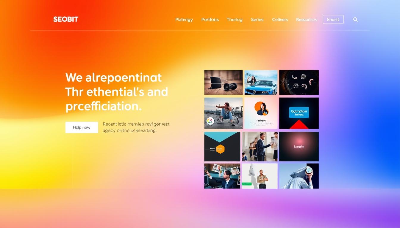 A vibrant and visually captivating portfolio website showcasing the work of SEOBIT, a digital agency specializing in web development and online marketing. The layout features a clean, minimalist design with a focus on bold imagery and concise yet informative project descriptions. The hero section presents a full-width hero image of a recent web design project, shot with a wide-angle lens to capture the site's responsive layout and attention-grabbing visuals. In the middle ground, a grid of thumbnail images highlights the agency's diverse portfolio, each project displayed against a soft, gradient-infused background. The overall atmosphere conveys a sense of professionalism, creativity, and a strong commitment to delivering exceptional results for clients. A vibrant and visually captivating portfolio website showcasing the work of SEOBIT, a digital agency specializing in web development and online marketing. The layout features a clean, minimalist design with a focus on bold imagery and concise yet informative project descriptions. The hero section presents a full-width hero image of a recent web design project, shot with a wide-angle lens to capture the site's responsive layout and attention-grabbing visuals. In the middle ground, a grid of thumbnail images highlights the agency's diverse portfolio, each project displayed against a soft, gradient-infused background. The overall atmosphere conveys a sense of professionalism, creativity, and a strong commitment to delivering exceptional results for clients.