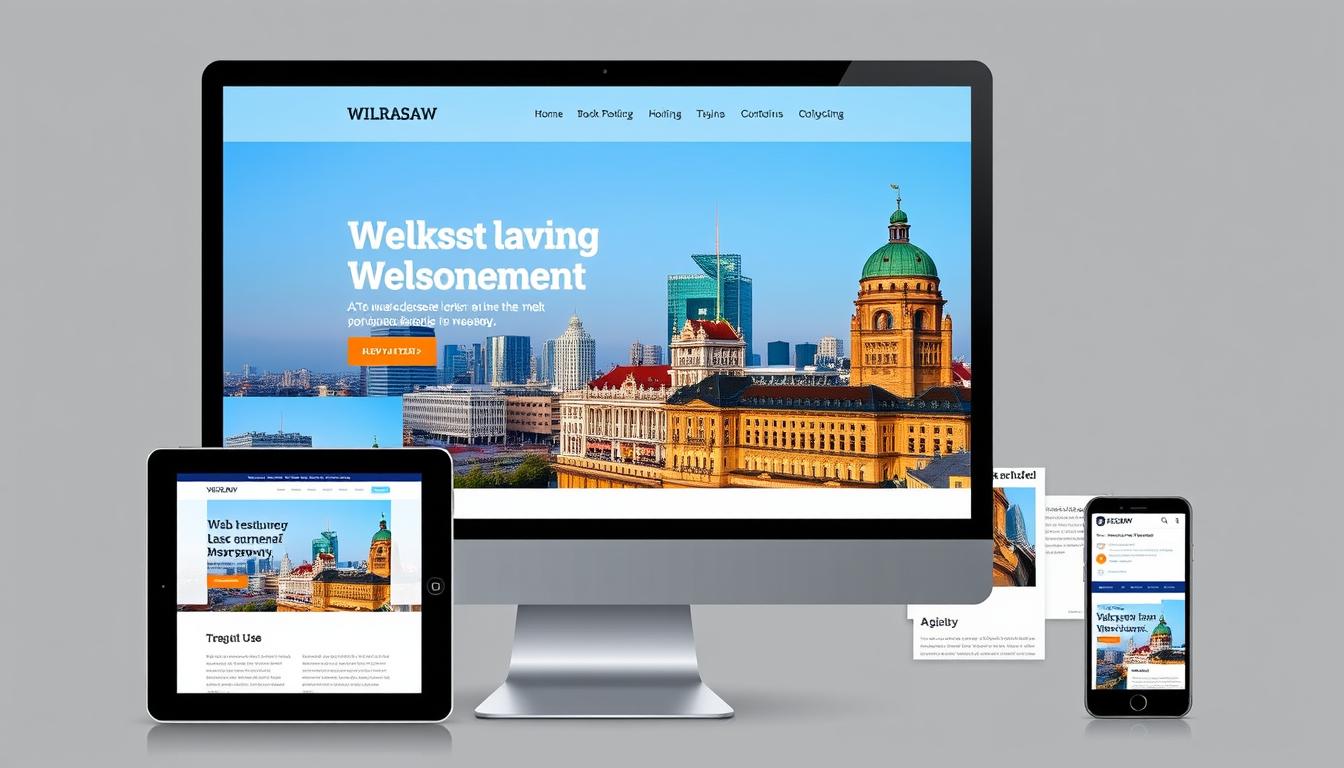 Nowoczesna strona internetowa dla firmy z Warszawy wyświetlana na różnych urządzeniach