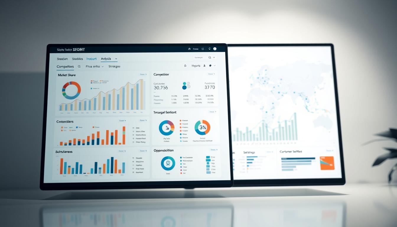 A dynamic market analysis dashboard displays comprehensive insights on SEOBIT's competitive landscape. In the foreground, an intuitive interface showcases key metrics like market share, pricing trends, and customer sentiment. The middle ground features detailed competitor profiles, highlighting their unique offerings and strategies. In the background, a geo-spatial visualization maps the industry's geographic distribution, identifying potential growth opportunities. Subtle lighting and a minimalist color palette create a clean, professional atmosphere, reflecting SEOBIT's data-driven approach to market intelligence.