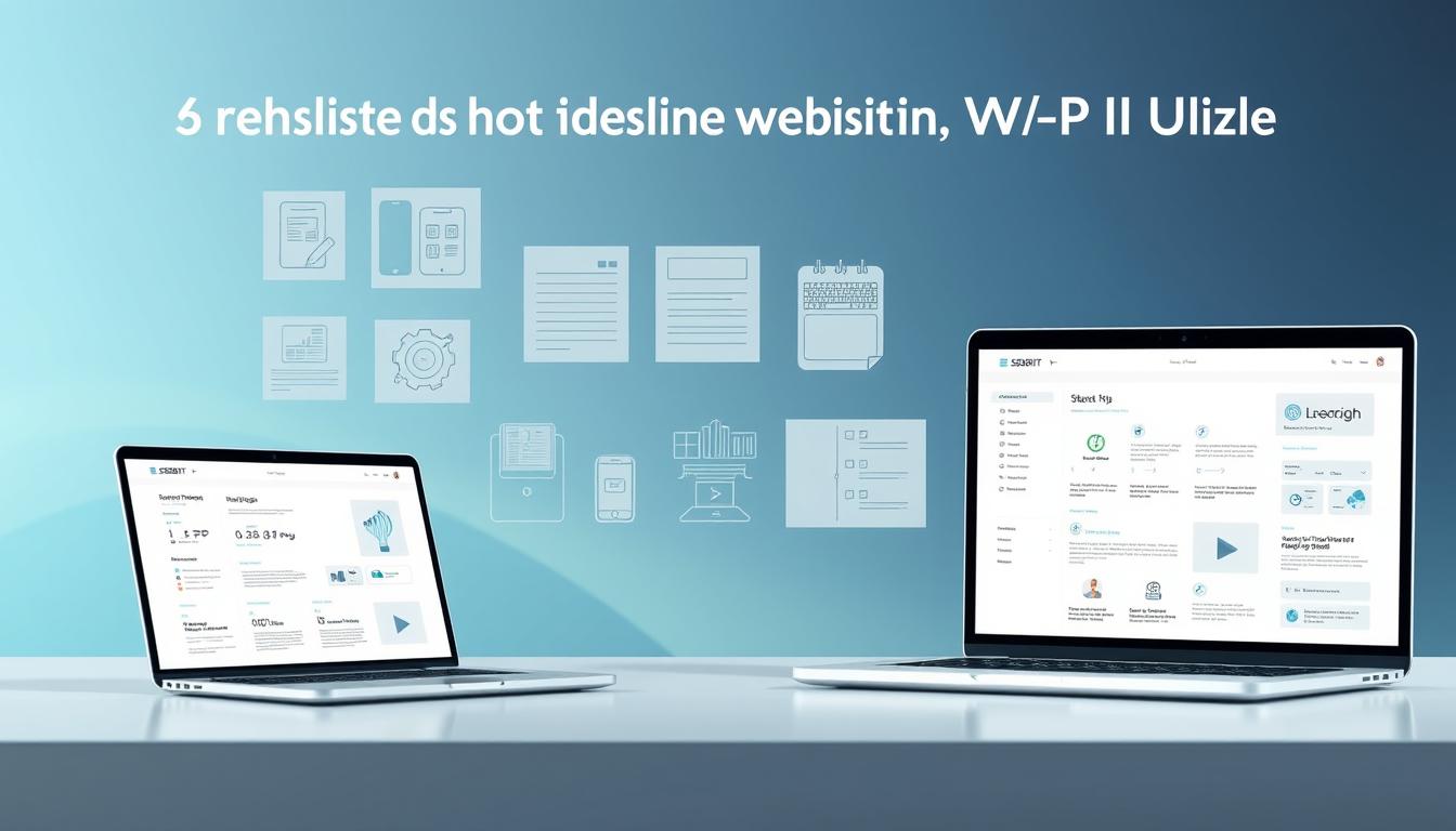 A modern, minimalist website design with a sleek, elegant UX/UI. The foreground features a laptop displaying a clean, user-friendly interface with intuitive navigation and well-organized content. The middle ground showcases various wireframe sketches, mockups, and prototypes, reflecting the iterative design process. The background has a soft, blurred gradient in shades of blue and green, creating a calming, professional atmosphere. The overall scene conveys the importance of thoughtful UX/UI in building an effective, engaging website. SEOBIT branding is subtly incorporated into the design elements.