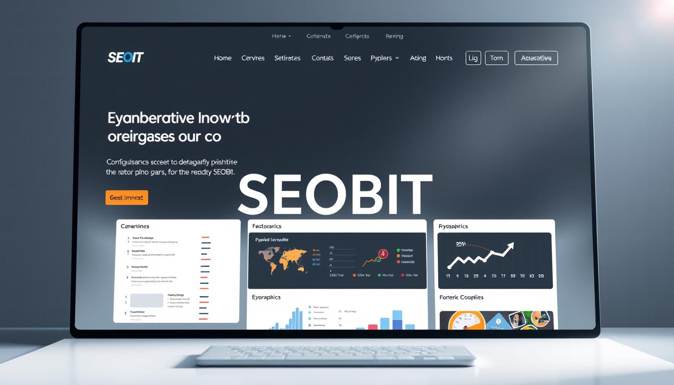 A modern web page showcasing the SEOBIT brand's diverse functionalities. In the foreground, clean and intuitive user interface elements, such as navigation menus, interactive buttons, and content blocks. The middle ground features dynamic infographics and data visualizations, highlighting the analytical capabilities of the platform. In the background, a subtle grid pattern and a muted color palette convey a sense of professionalism and technical sophistication. Soft, directional lighting illuminates the scene, creating depth and emphasizing the key features. The overall composition suggests a seamless, user-friendly digital experience tailored to the needs of SEOBIT's clients.