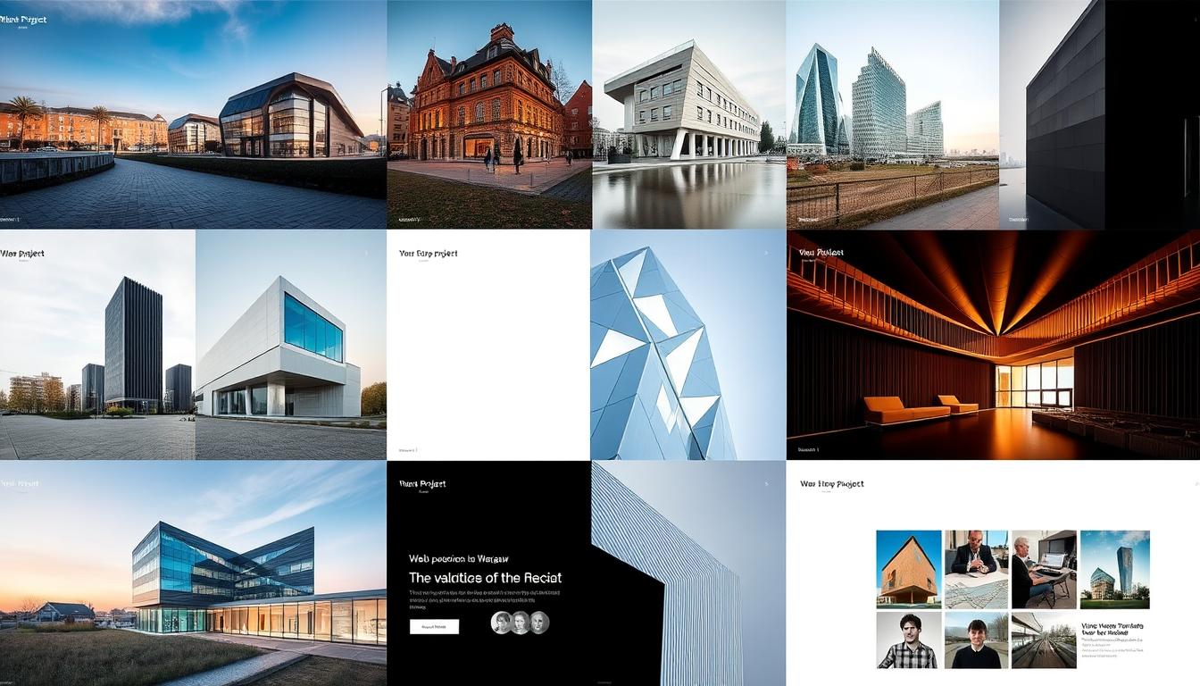 Generuj obrazek reprezentujący różnorodne projekty naszej agencji webowej w Warszawie.