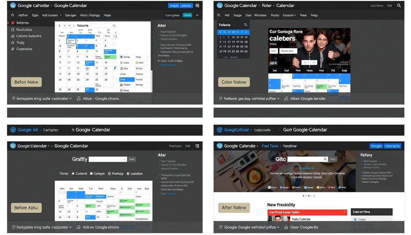 Przykłady różnych stylów kalendarza Google zintegrowanego z WordPress