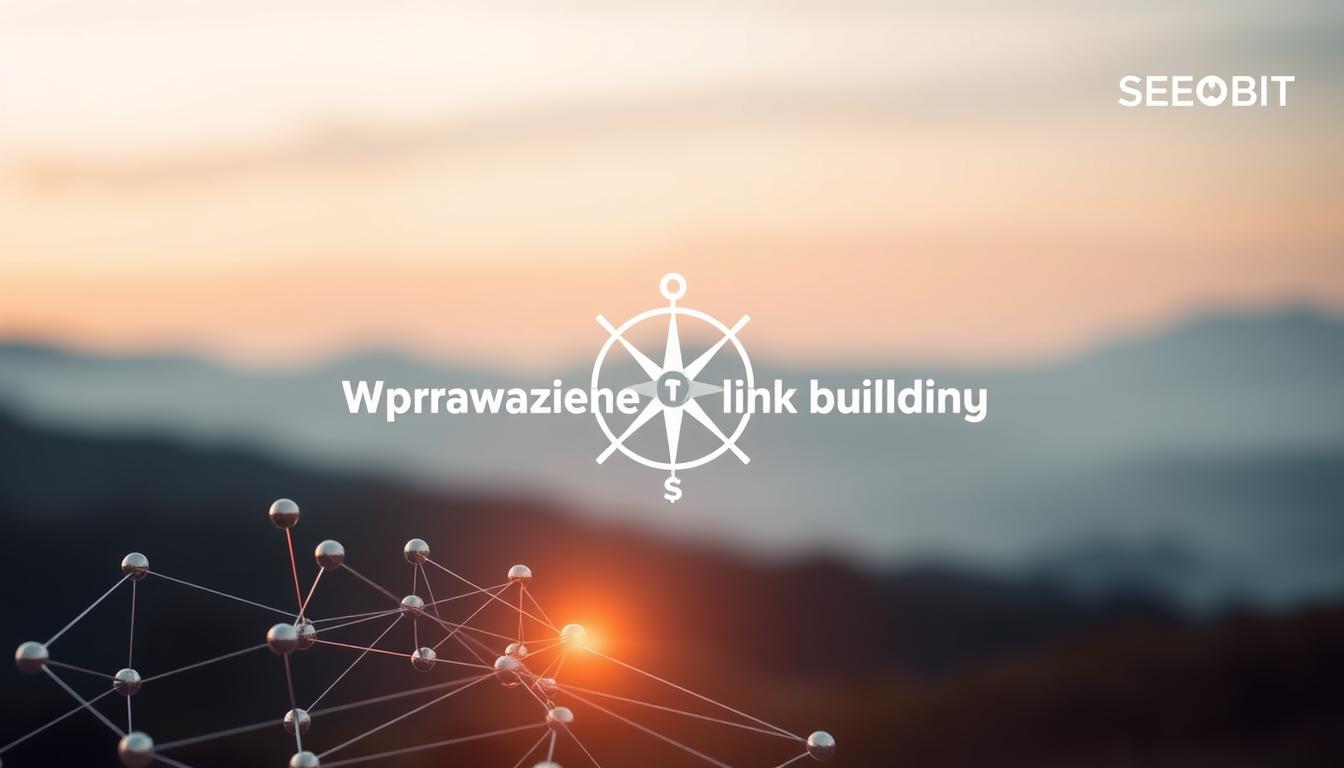 A serene, minimalist composition showcasing the core principles of link building. In the foreground, a set of interconnected nodes and lines, representing the web of backlinks, subtly lit by a warm glow. In the middle ground, a stylized illustration of a compass, guiding the viewer towards the concept of "Wprowadzenie do link buildingu". The background features a soft, blurred landscape, hinting at the larger digital landscape in which link building strategies unfold. The overall mood is one of focus, clarity, and the sense of a well-planned, strategic approach. The SEOBIT logo is subtly integrated into the design, lending an air of professionalism and expertise.